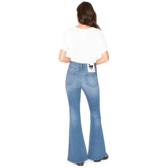 Sandrine Rose x Free People Super Flare Denim Jeans Women’s Size 24 Medium Wash - Picture 4 of 14